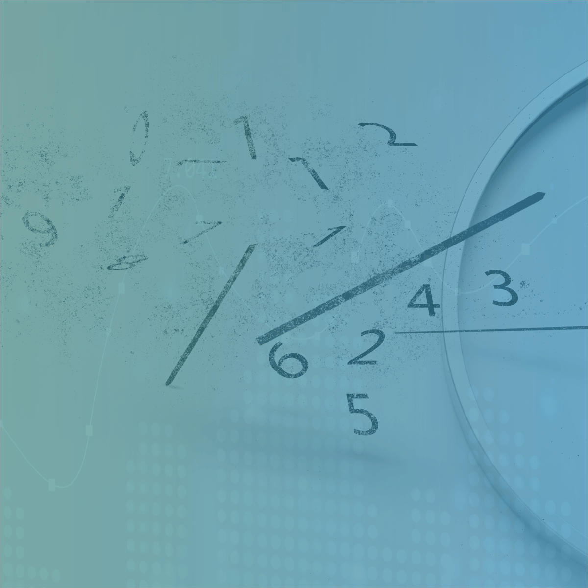Numbers shattering from a clock face symbolising recruitment agencies wasting valuable time.